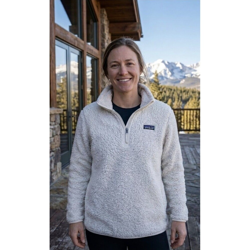 Patagonia Women’s Large Fleece Sweater Jacket 1/4 Zip Sherpa White Matted Fleece